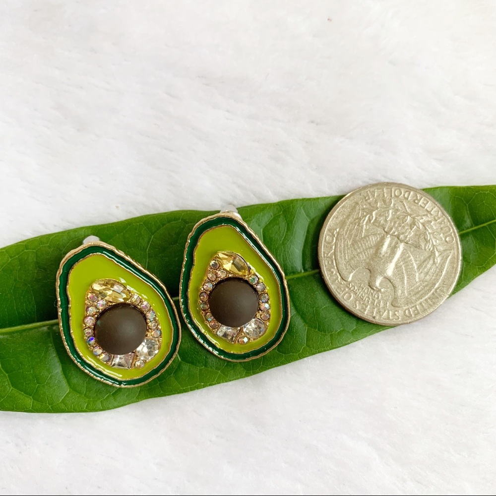 🌵 Avocado Rhinestone Earrings - Picture 3 of 5